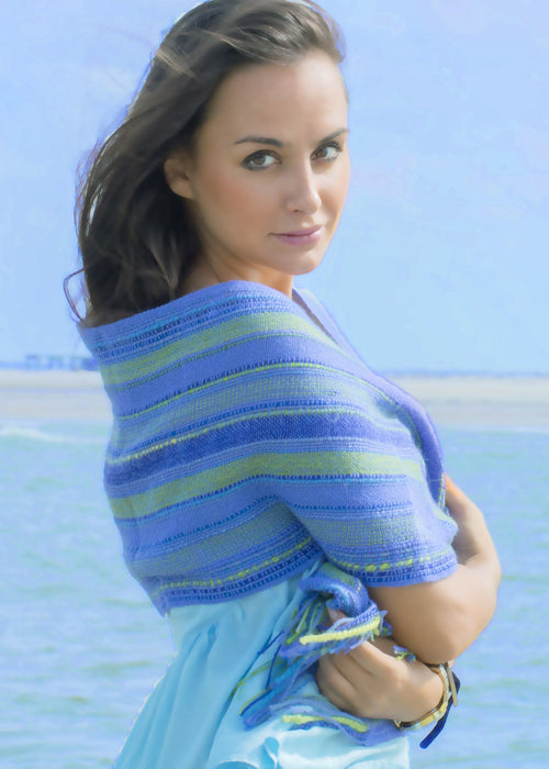 Alpaca Scarf - Baby Alpaca Fleece & Silk Handwoven Scarf Blend Caribbean Sea (JUL151)