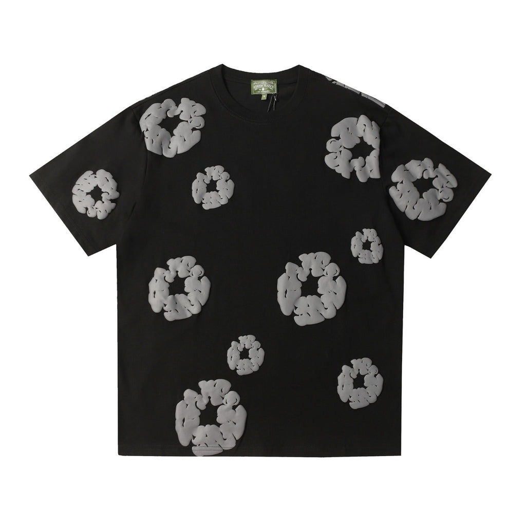 Denim Tears Outfit:T-shirt/Shorts (Separate Purchase Options) Puff Print Short Sleeve T-shirt Loose Couple Shorts Suit