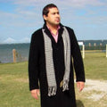 Alpaca Scarf - Baby Alpaca Fleece, Handwoven Scarf Black & White Hounds Tooth Pattern (JUL134)