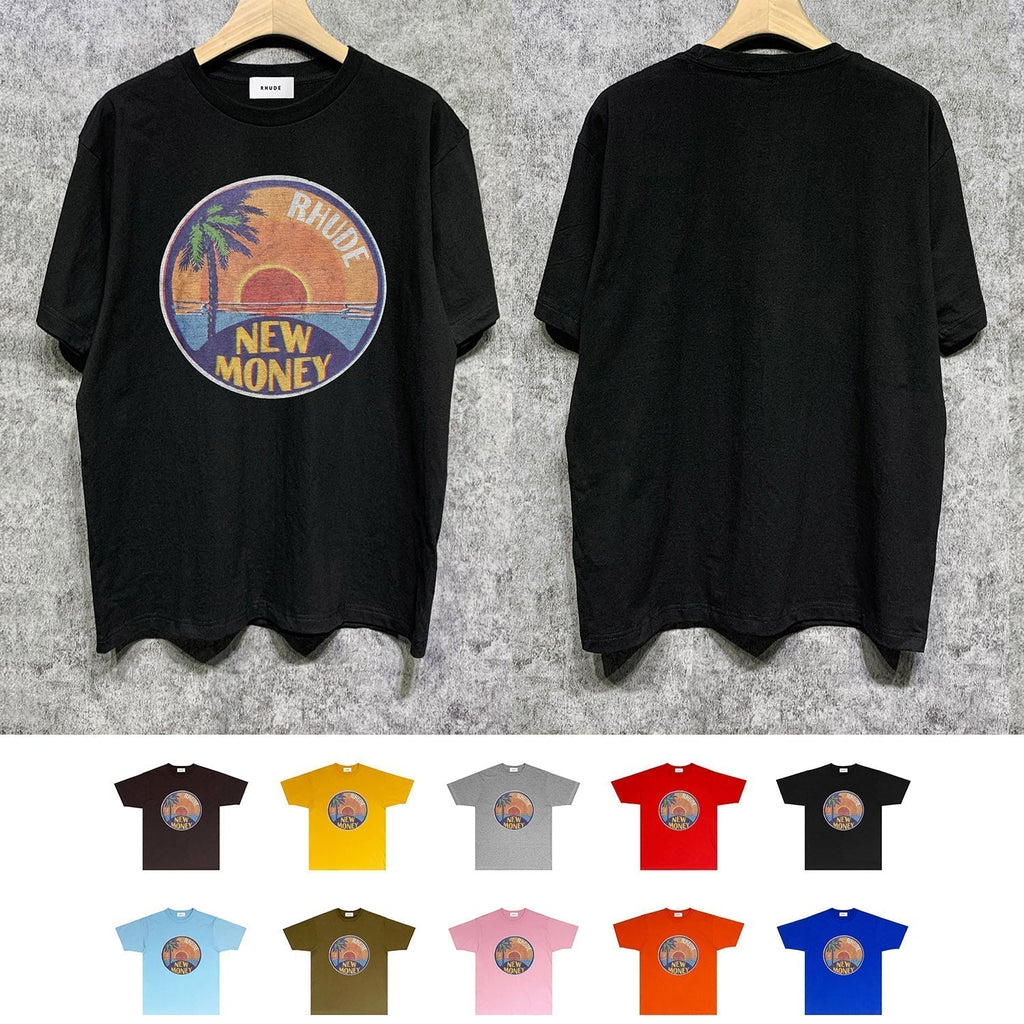 Rhude T-shirts Printed Trendy Pure Cotton