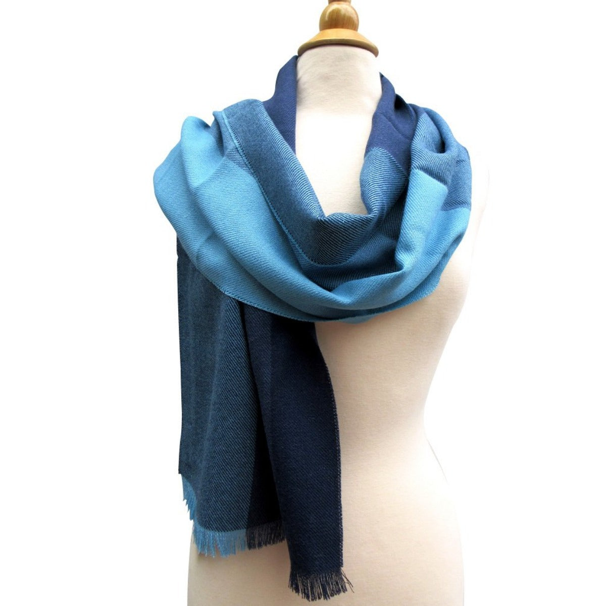 Alpaca Scarf - Baby Alpaca Fiber, Woven Scarf, Bright Blue Colors (JUL202)