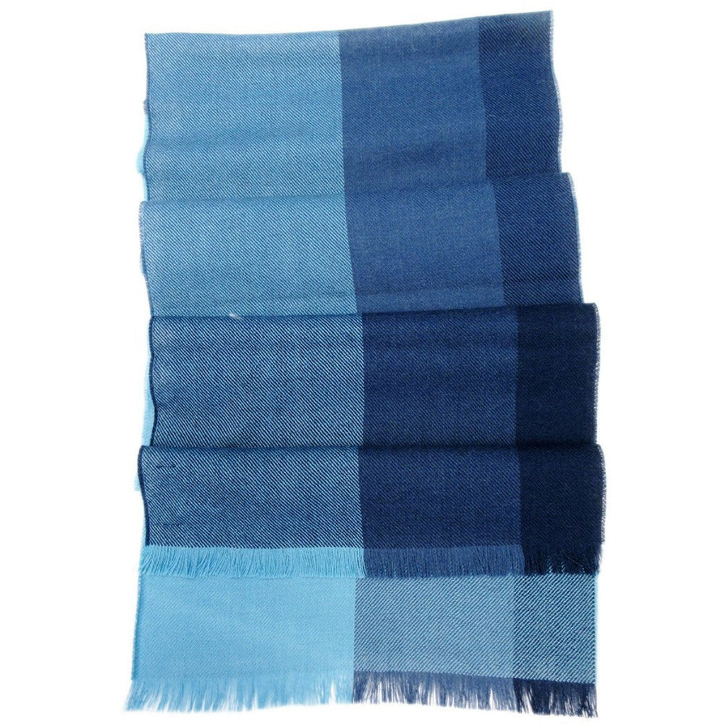 Alpaca Scarf - Baby Alpaca Fiber, Woven Scarf, Bright Blue Colors (JUL202)