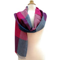 Alpaca Scarf - Baby Alpaca Fiber, Woven Scarf, Bright Pink Colors (JUL203)