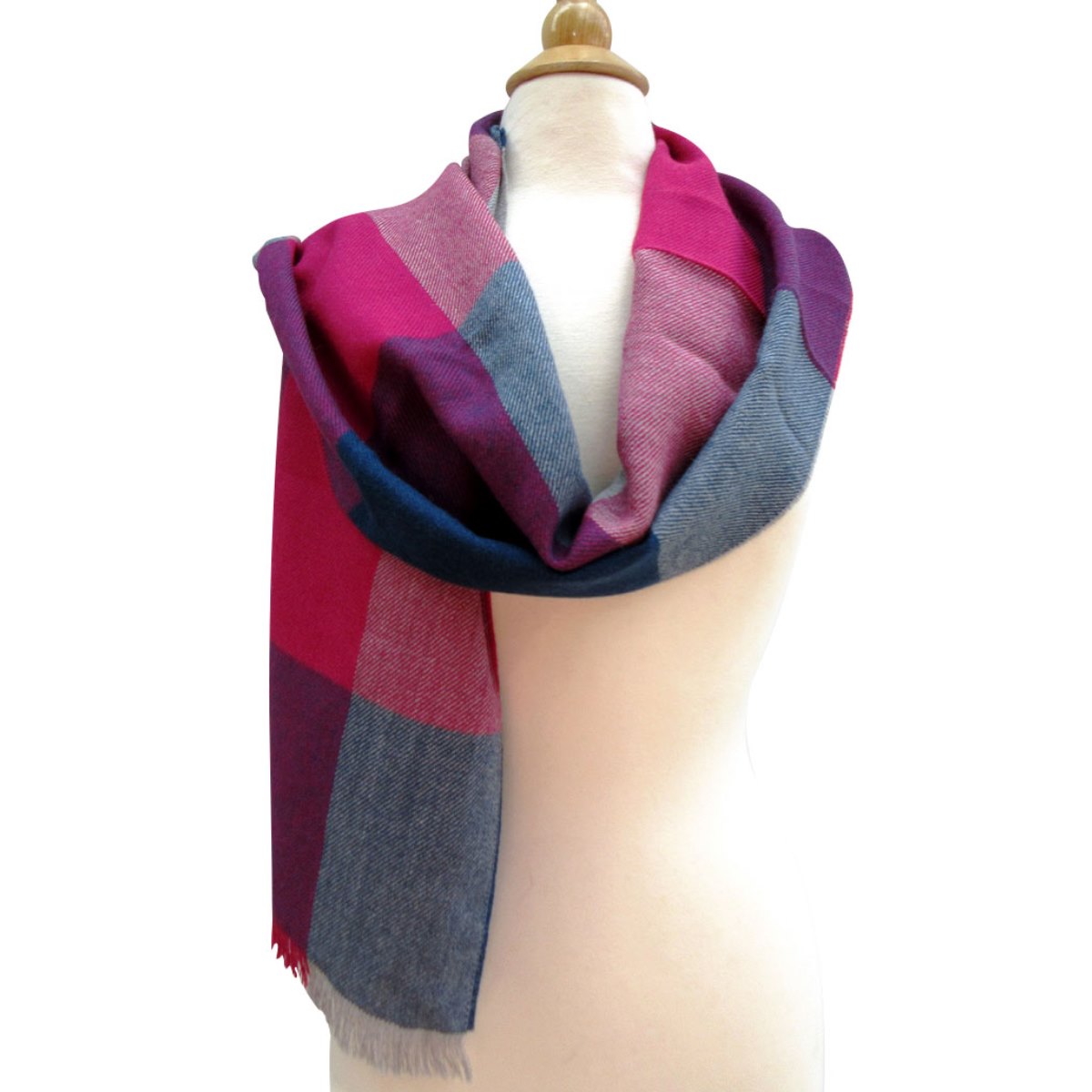 Alpaca Scarf - Baby Alpaca Fiber, Woven Scarf, Bright Pink Colors (JUL203)