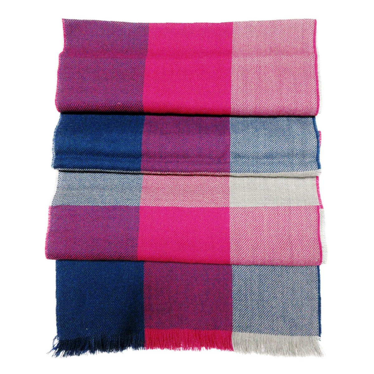 Alpaca Scarf - Baby Alpaca Fiber, Woven Scarf, Bright Pink Colors (JUL203)