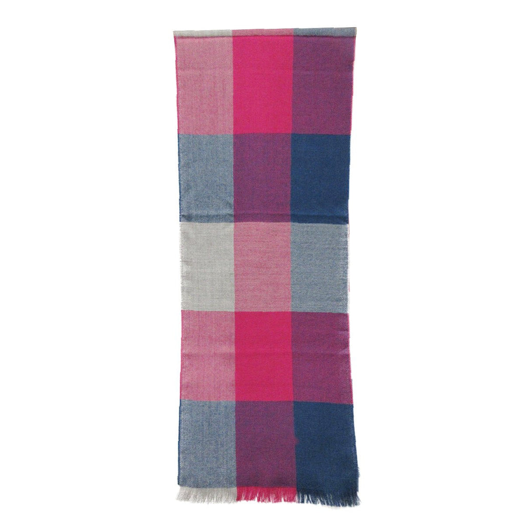 Alpaca Scarf - Baby Alpaca Fiber, Woven Scarf, Bright Pink Colors (JUL203)