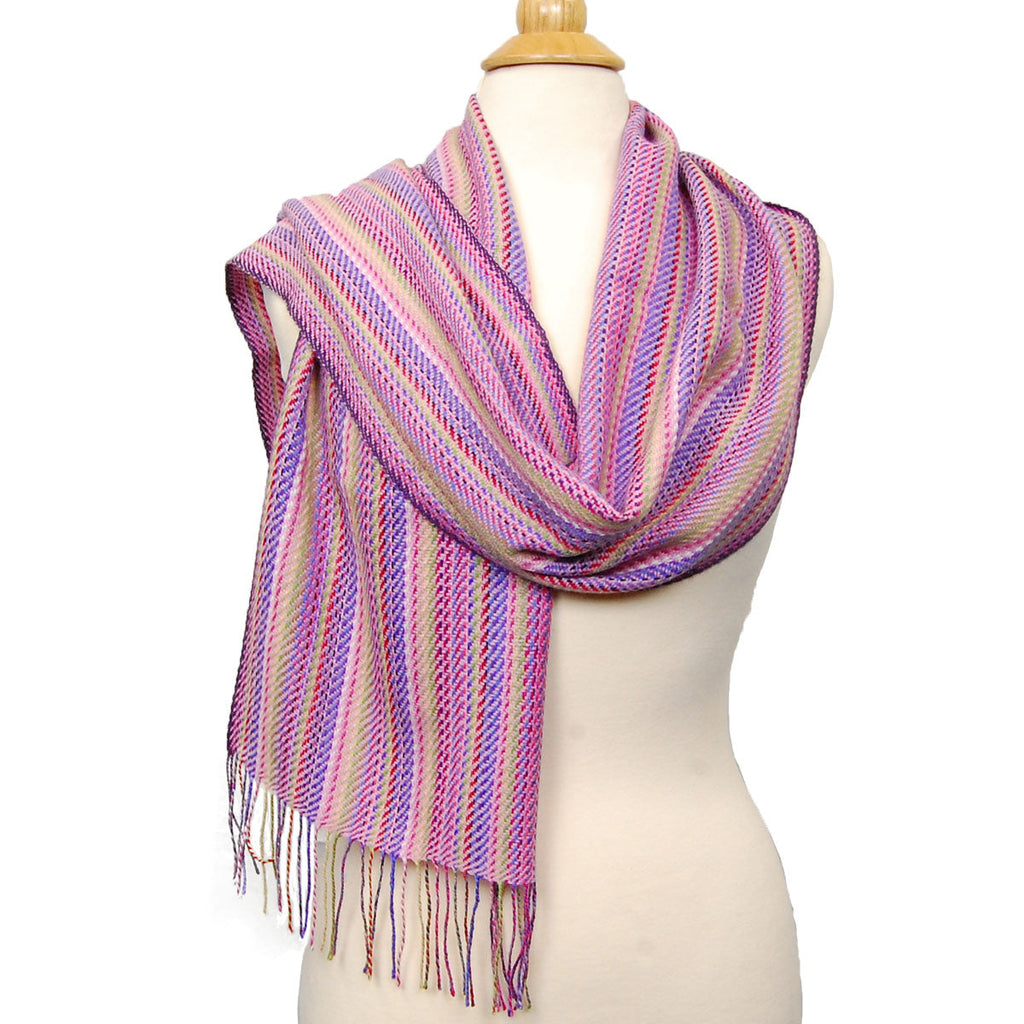 Alpaca Scarf - Baby Alpaca Fleece, Handwoven Scarf Pinkies (JUL132)
