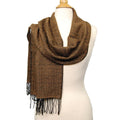 Alpaca Scarf - Baby Alpaca Fleece & Silk Handwoven Scarf Black & Gold (JUL162)