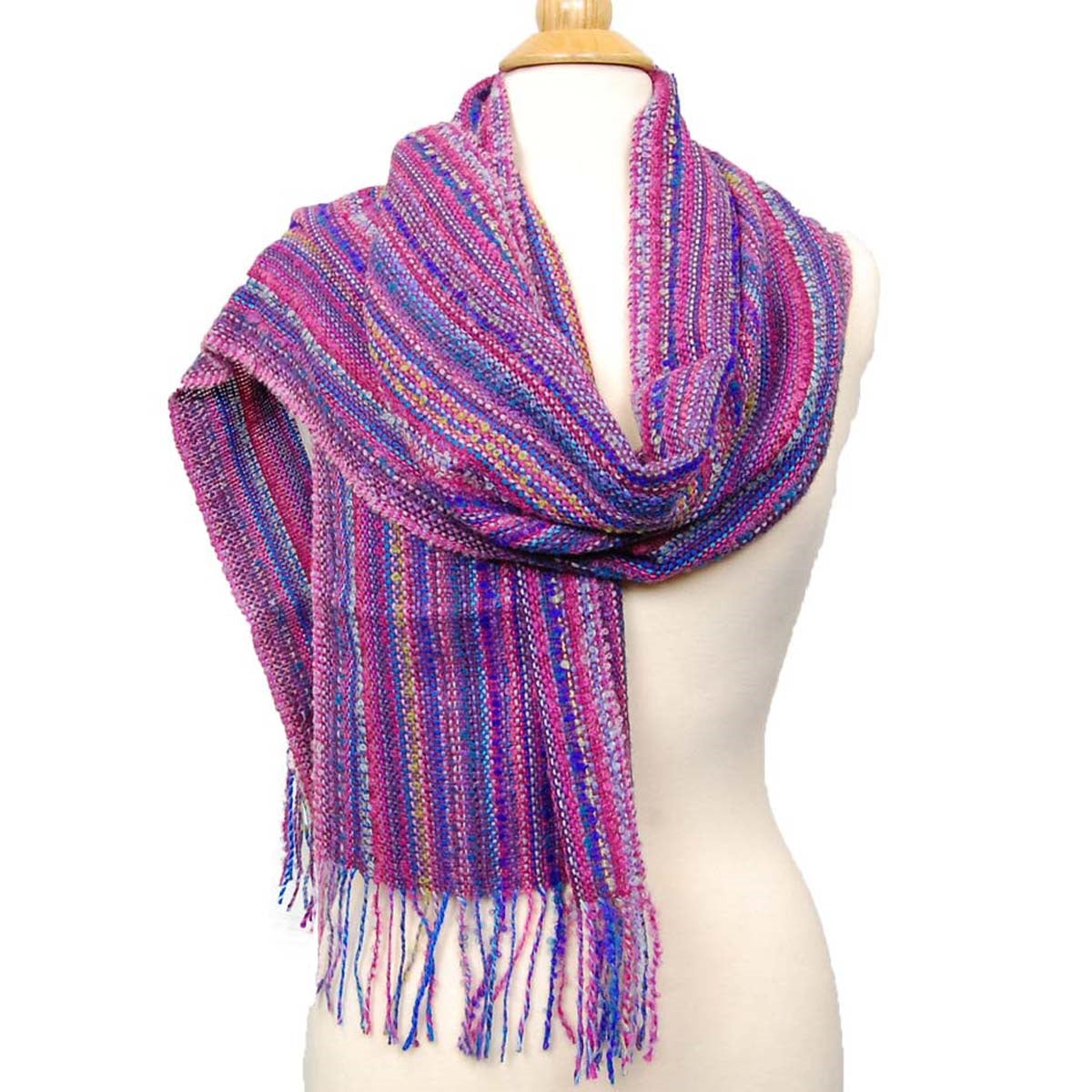 Alpaca Scarf - Baby Alpaca Fleece Blend Handwoven Scarf Multi-Color Boucle (JUL171)