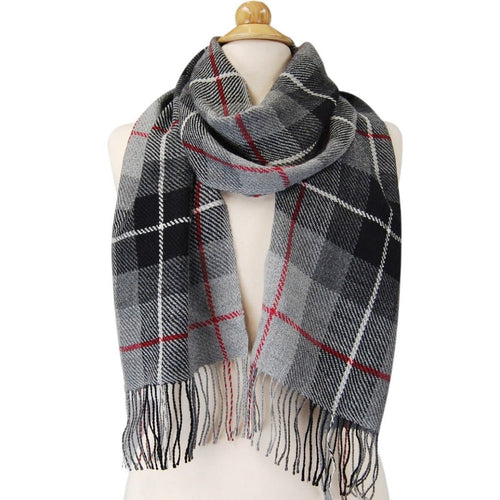 Alpaca Scarf - Baby Alpaca Fleece, Handwoven Scarf Gray, Black and Red (JUL191)