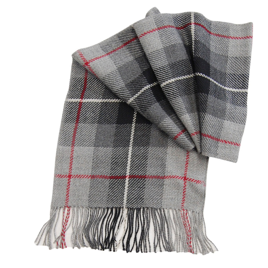 Alpaca Scarf - Baby Alpaca Fleece, Handwoven Scarf Gray, Black and Red (JUL191)