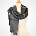 Alpaca Scarf - Baby Alpaca Fleece Handwoven Scarf Tones of Gray (JUL196)