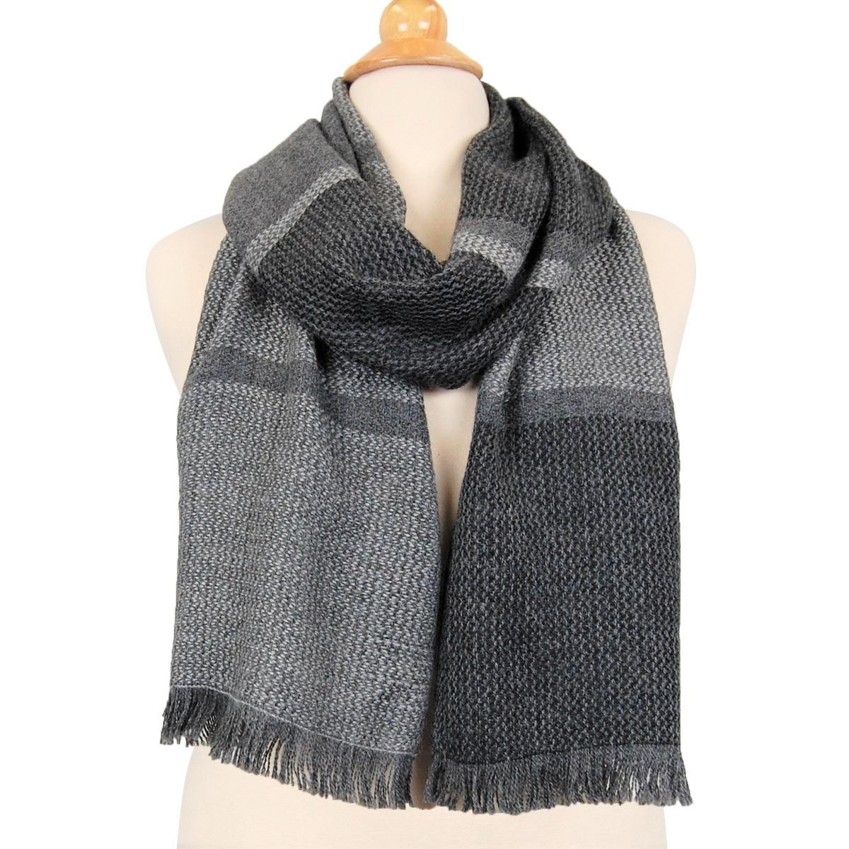 Alpaca Scarf - Baby Alpaca Fleece Handwoven Scarf Tones of Gray (JUL196)