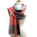 Alpaca Scarf - Baby Alpaca Fiber, Woven Scarf, Bright Peach Colors (JUL205)