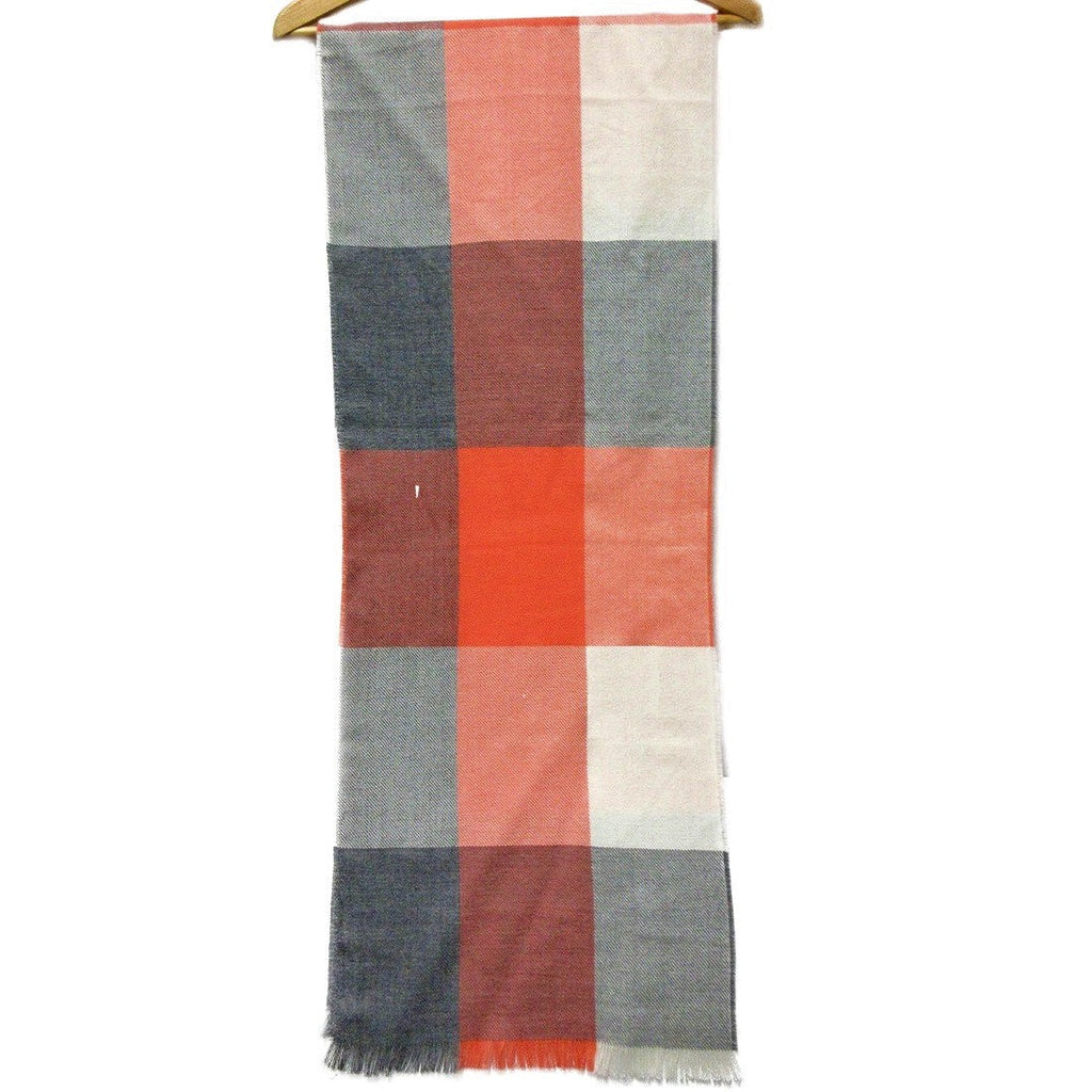 Alpaca Scarf - Baby Alpaca Fiber, Woven Scarf, Bright Peach Colors (JUL205)
