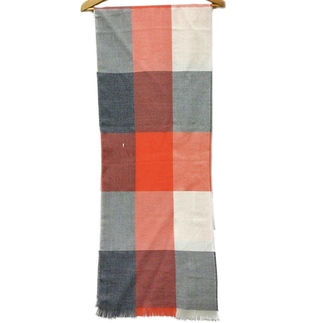 Alpaca Scarf - Baby Alpaca Fiber, Woven Scarf, Bright Peach Colors (JUL205)