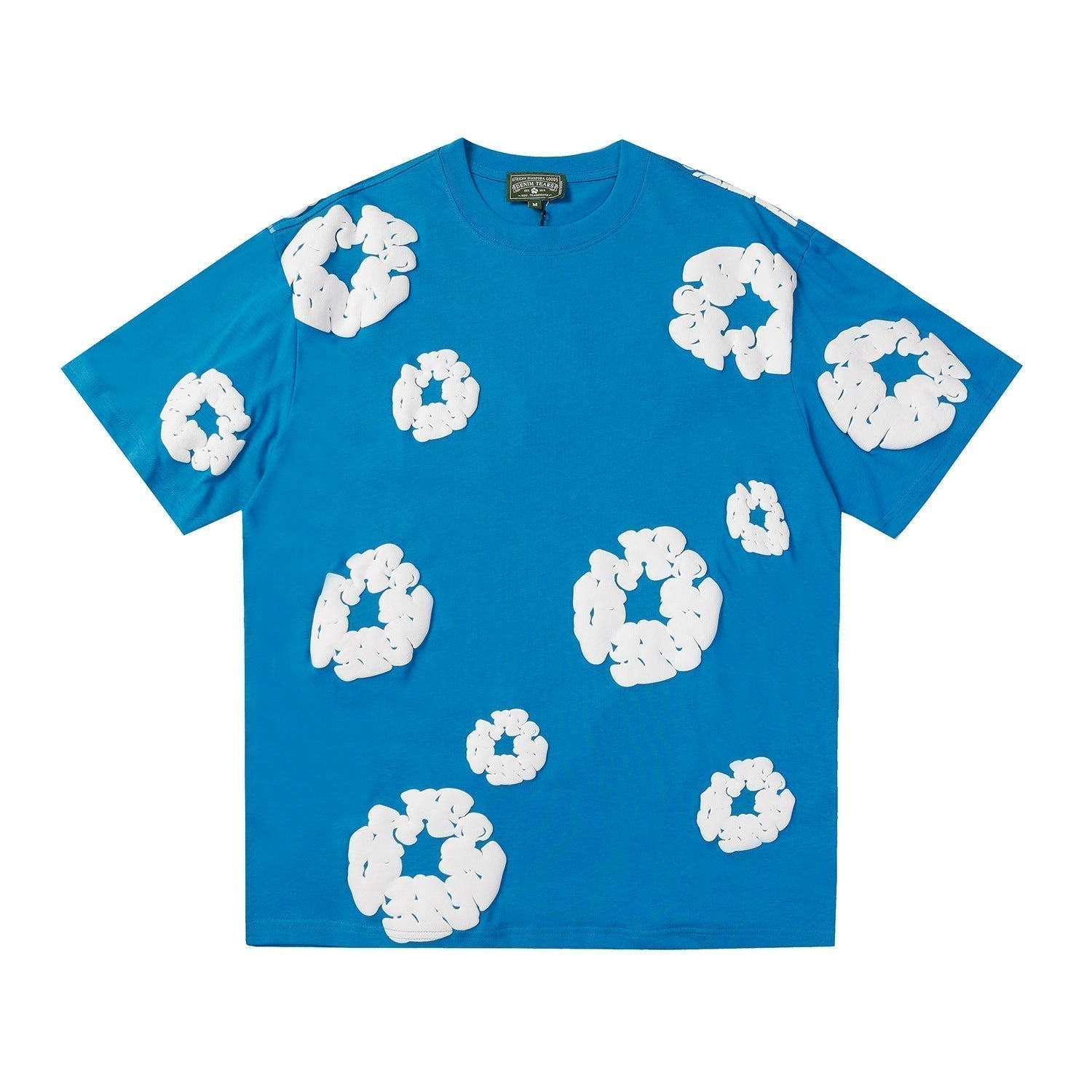 Denim Tears Outfit:T-shirt/Shorts (Separate Purchase Options) Puff Print Short Sleeve T-shirt Loose Couple Shorts Suit