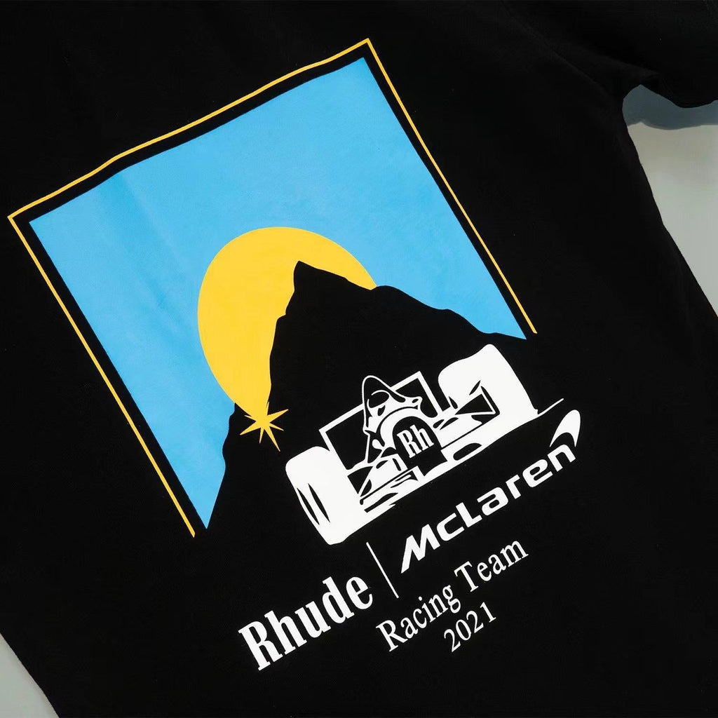 Rhude T-shirt Joint Racing Sunset Printing Short Sleeve T-shirt