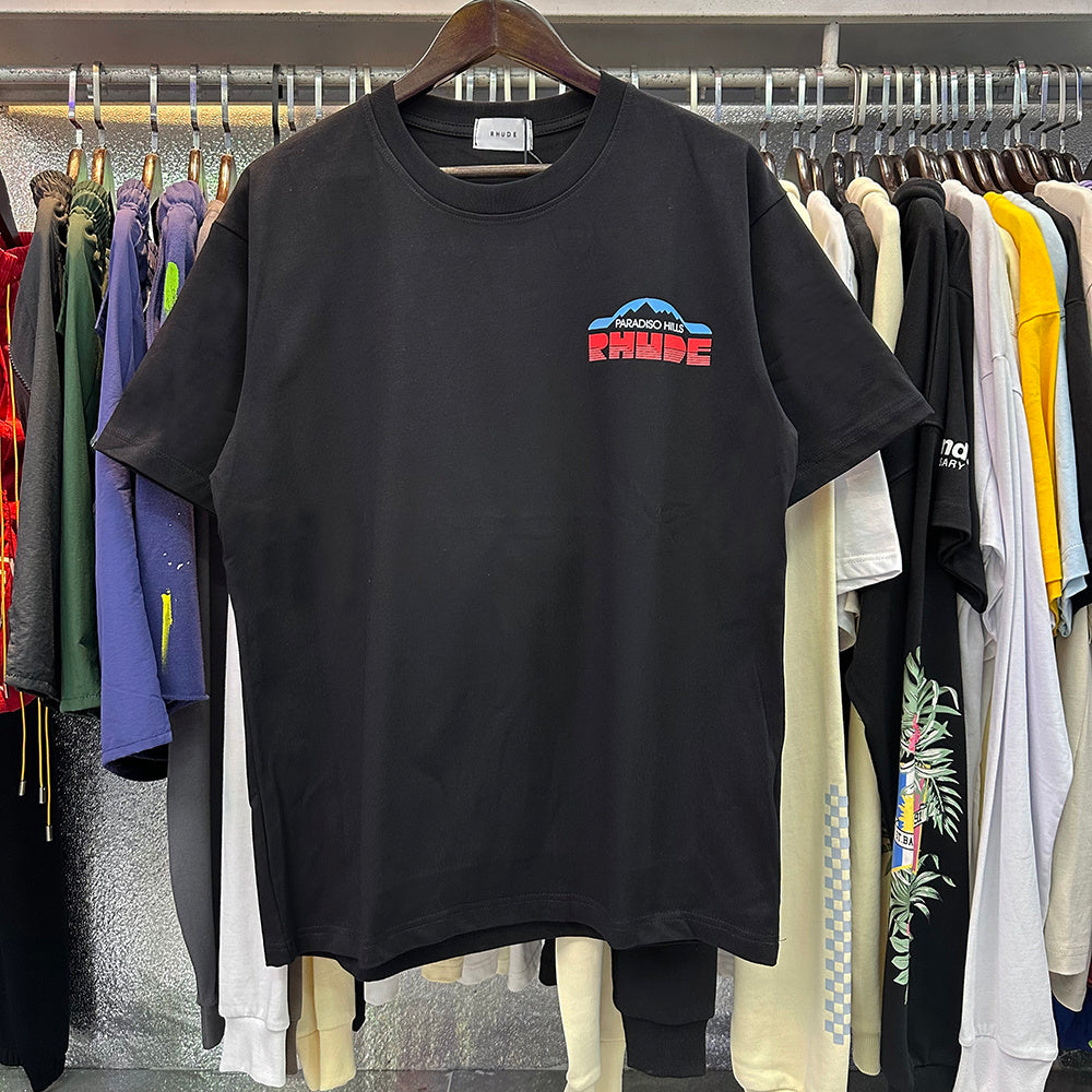 Rhude T-shirts Paradiso Rally Racing Short Sleeves Men and Women