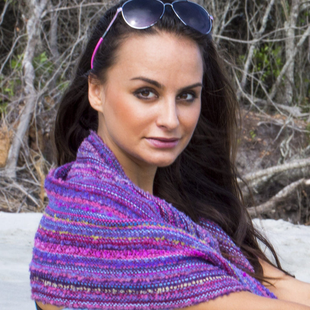 Alpaca Scarf - Baby Alpaca Fleece Blend Handwoven Scarf Multi-Color Boucle (JUL171)