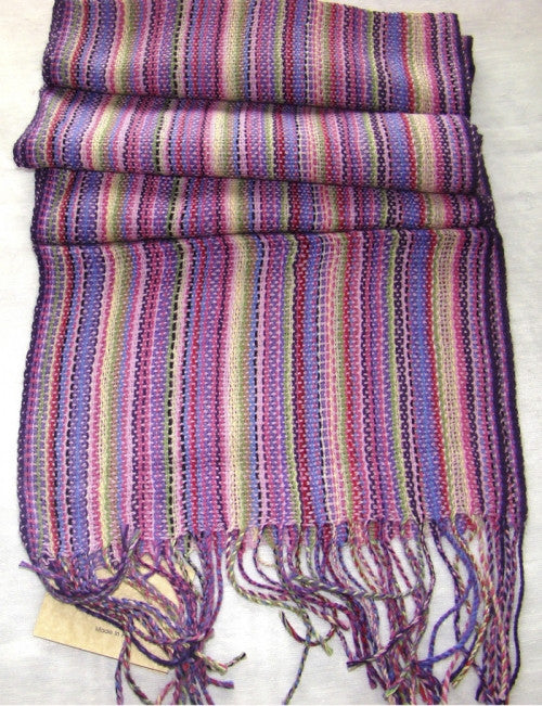 Alpaca Scarf - Baby Alpaca Fleece, Handwoven Scarf Pinkies (JUL132)