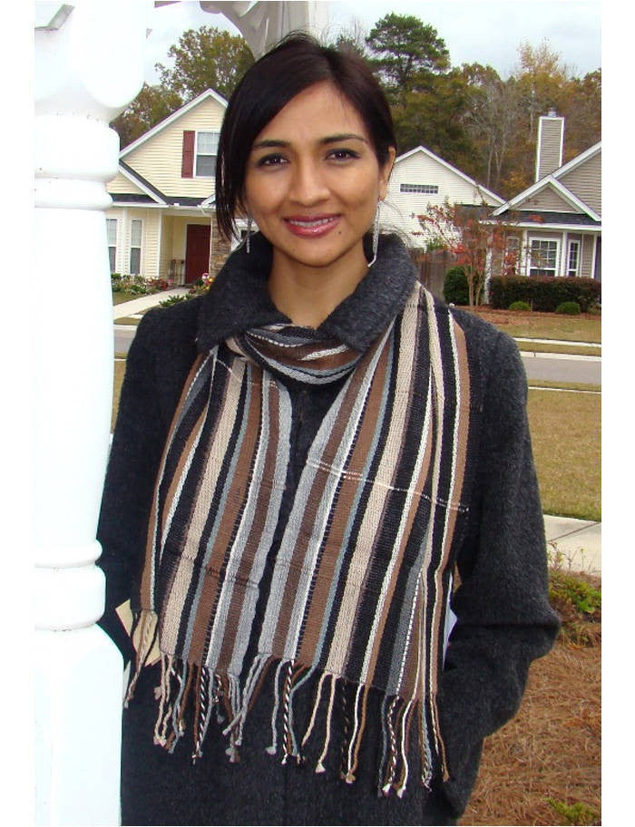 Alpaca Scarf - Baby Alpaca Fleece, Handwoven Scarf All Naturals (JUL133)