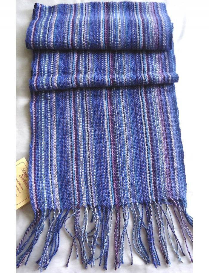 Alpaca Scarf - Baby Alpaca Fleece, Handwoven Scarf Blues (JUL131)